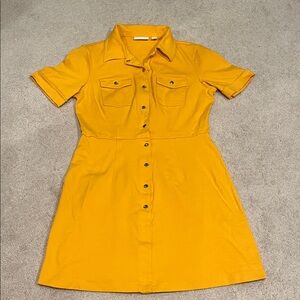 New York & Company Mustard Button-Up Mini Dress
